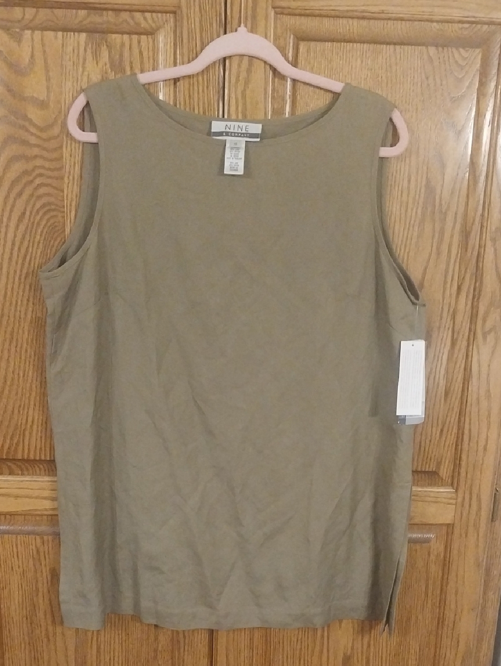 Nine & Co NWT Vintage Women's Size 16 Linen Rayon Tank Top Thyme Green Relaxed
